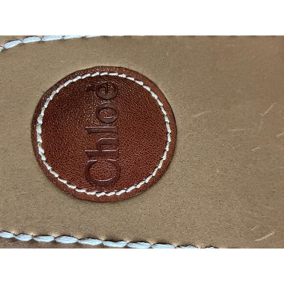 Chloé Woody Logo Ribbon Slides Sandals Beige/Tan Women’s 39 (US 9) - Picture 8 of 9